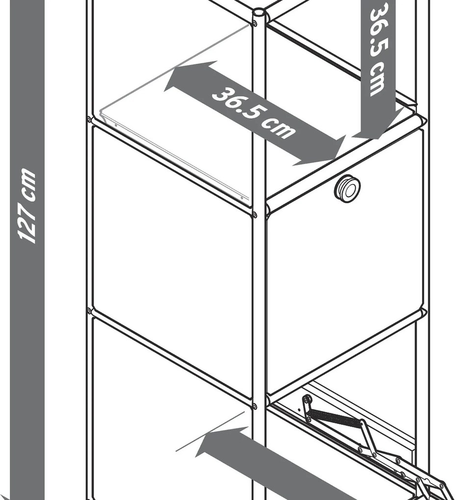 Úzka kovová komoda »CN3« s 2 výklopnými priečinkami