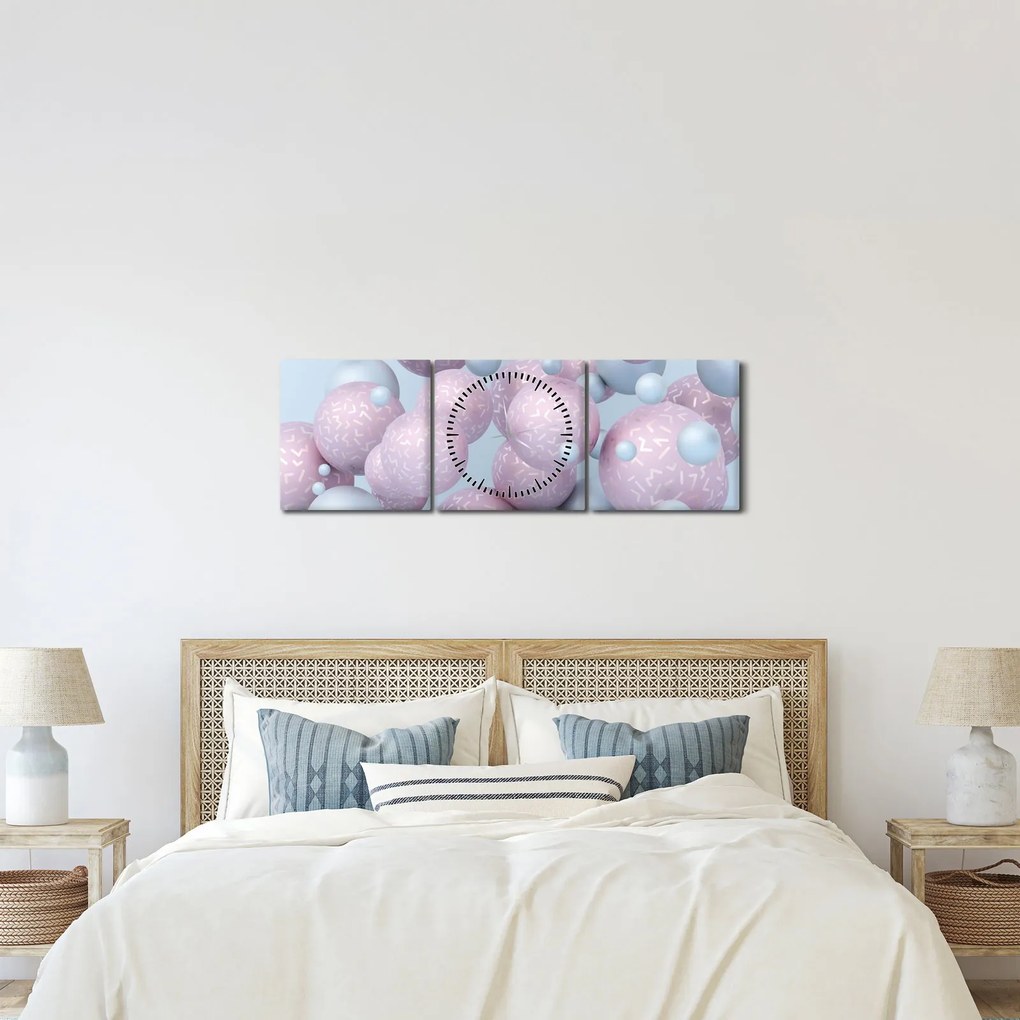Abstraktný obraz - Pastelové guľa (s hodinami) (90x30 cm)