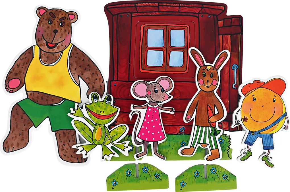 MARIONETINO – Boudo, budko s Koblížkom – bábky 5 ks + domček