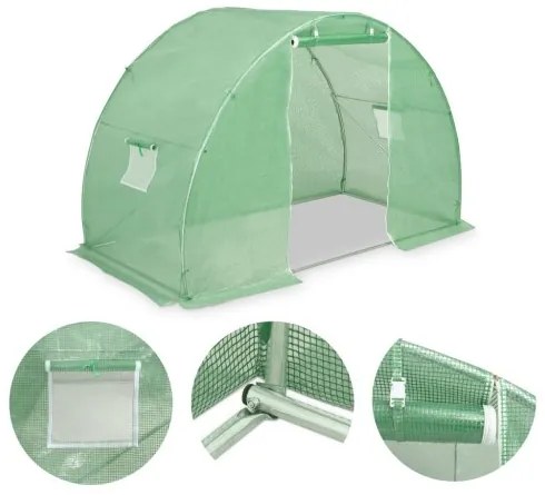 vidaXL Skleník s oceľovými základmi 4,5 m² 300x150x200 cm-