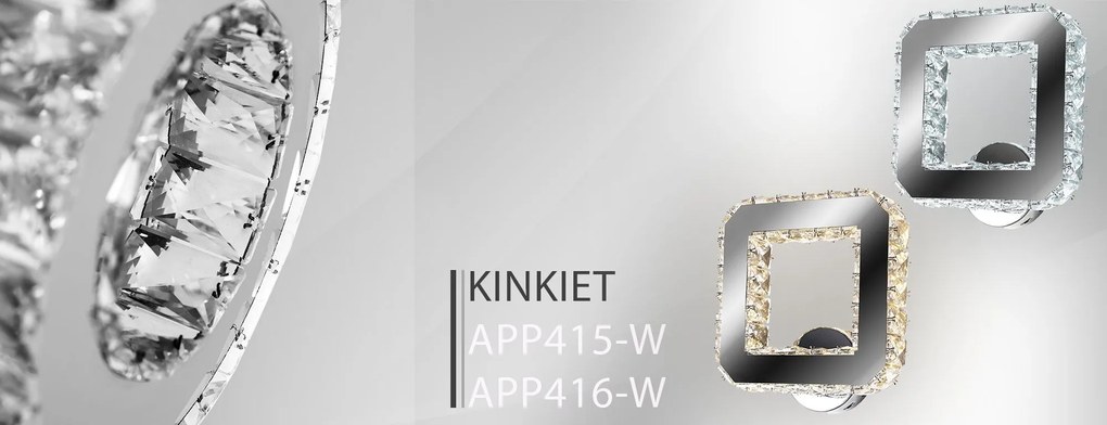 Toolight - LED krištáľové nástenné svietidlo 10W, teplé svetlo, APP415-W, chrómová, OSW-65013
