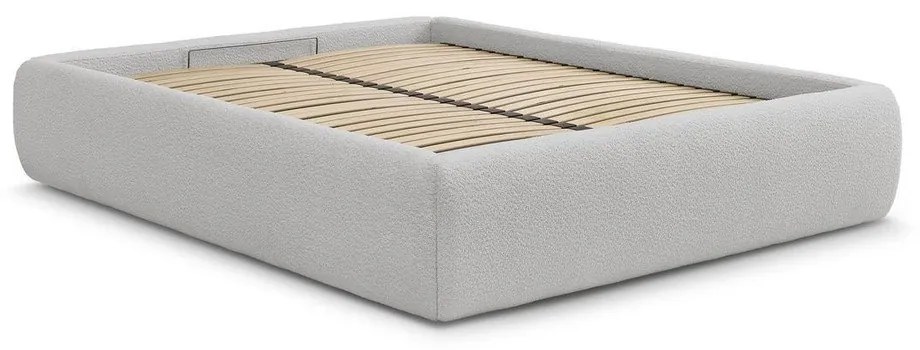 Svetlosivá čalúnená dvojlôžková posteľ s úložným priestorom/bez čela s roštom 180x200 cm Inera – Bobochic Paris