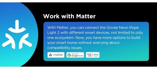 Govee - Neon 2 MATTER ohybný LED pásik 5m RGBIC Wi-Fi IP67