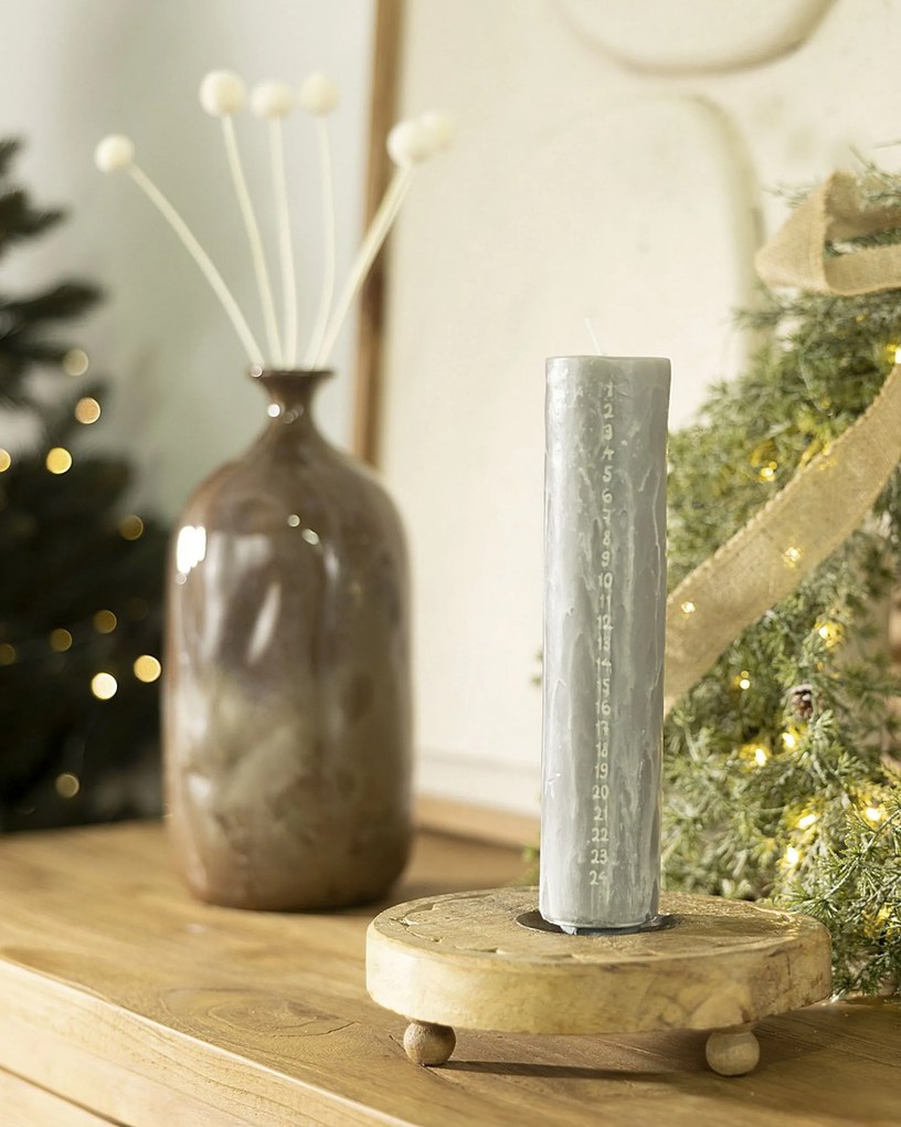 Sivá adventná sviečka 25 cm