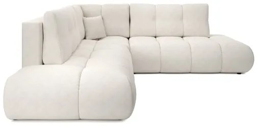 Rozkladacia rohová čalúnená sedacia súprava ALMADA do tvaru L s úložným priestorom, pravá, béžová