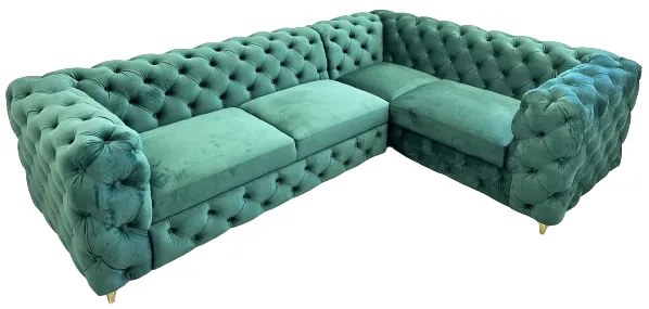 Rohová sedačka rozkladacia CHESTERFIELD Madrid zelená Dĺžka: 250 x 200 cm