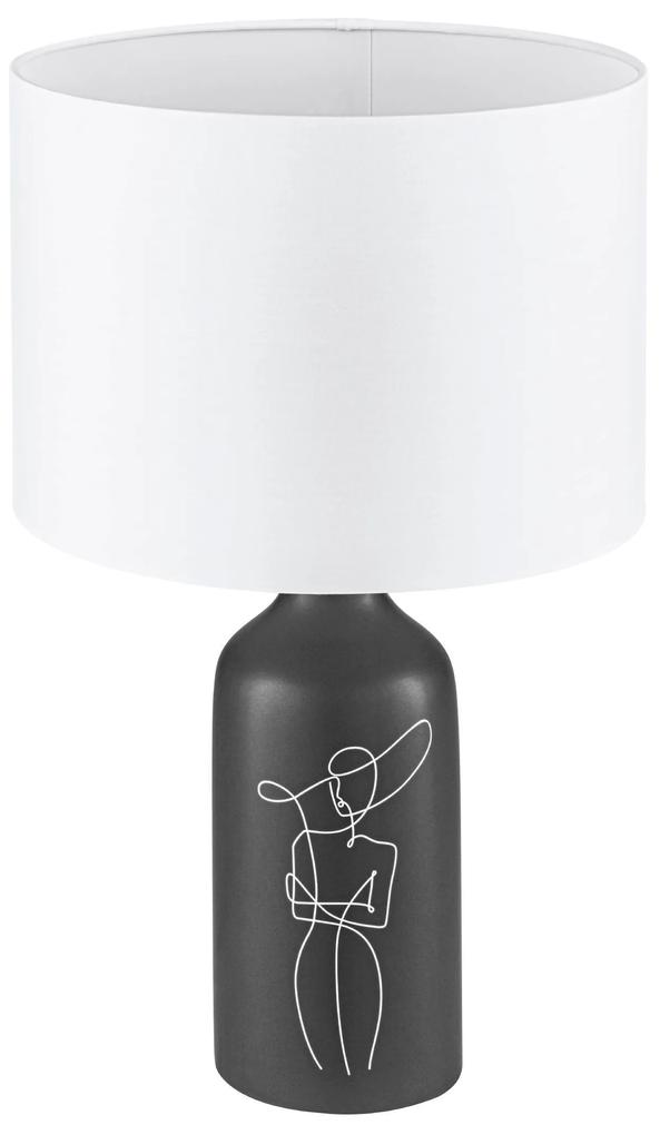 EGLO Moderná stolná lampa VINOZA, 1xE27, 40W, čierna, biela