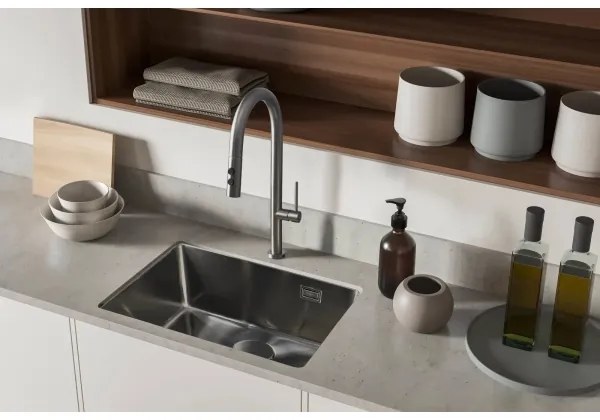 Deante BQO_D72M - Drezová batéria s vyťahovacou sprškou OLFATO titán