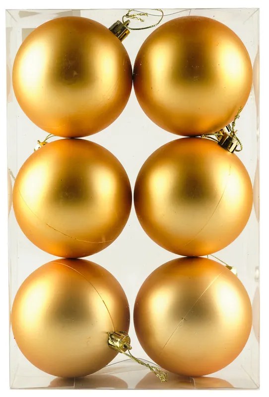 DECOLED Plastové gule, 8 cm, šampanské, 6x matné