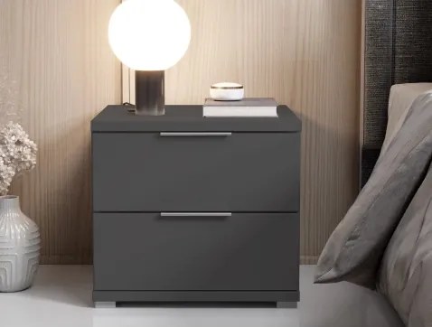 Nočný stolík s 2 zásuvkami Smilla, výška 43 cm, grafitový%