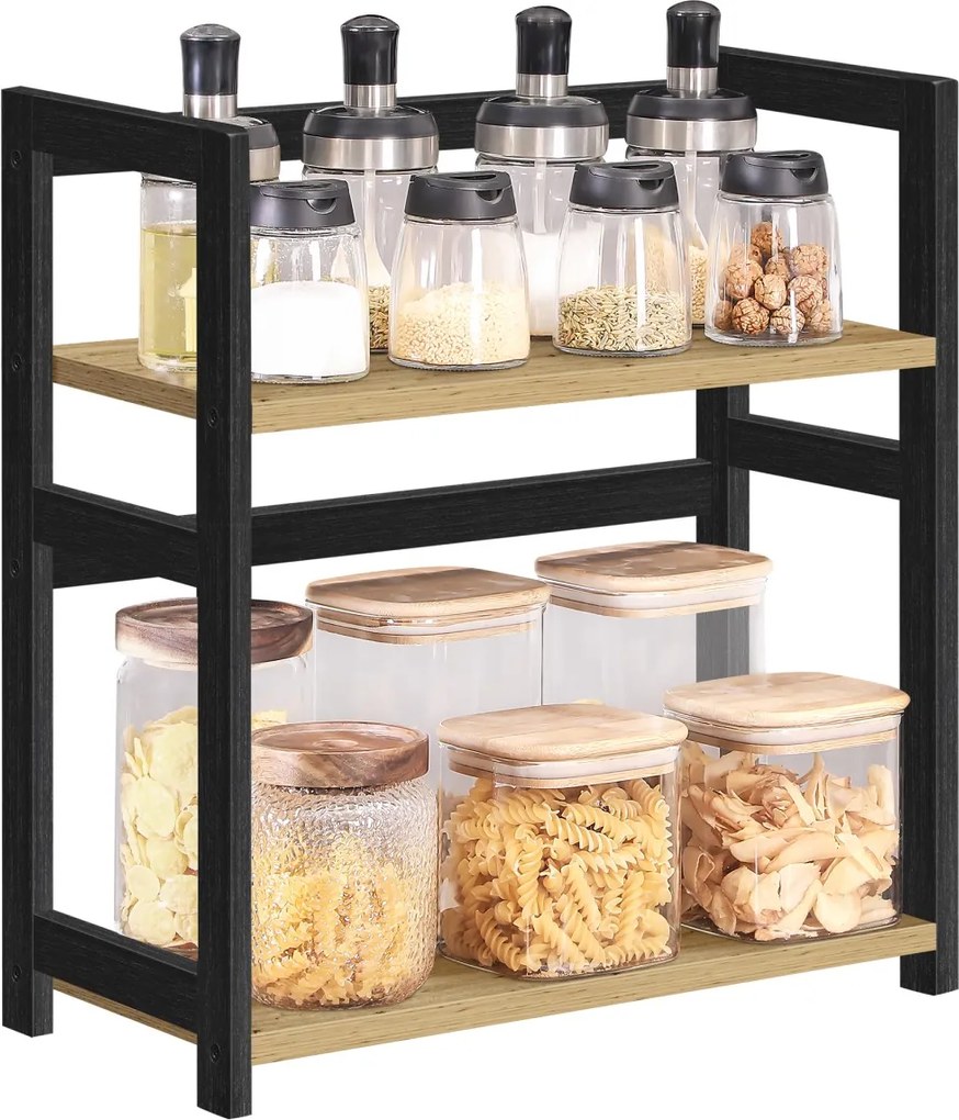 Polica na stôl NORDEKO 41x41 cm, čierna / dub artisan