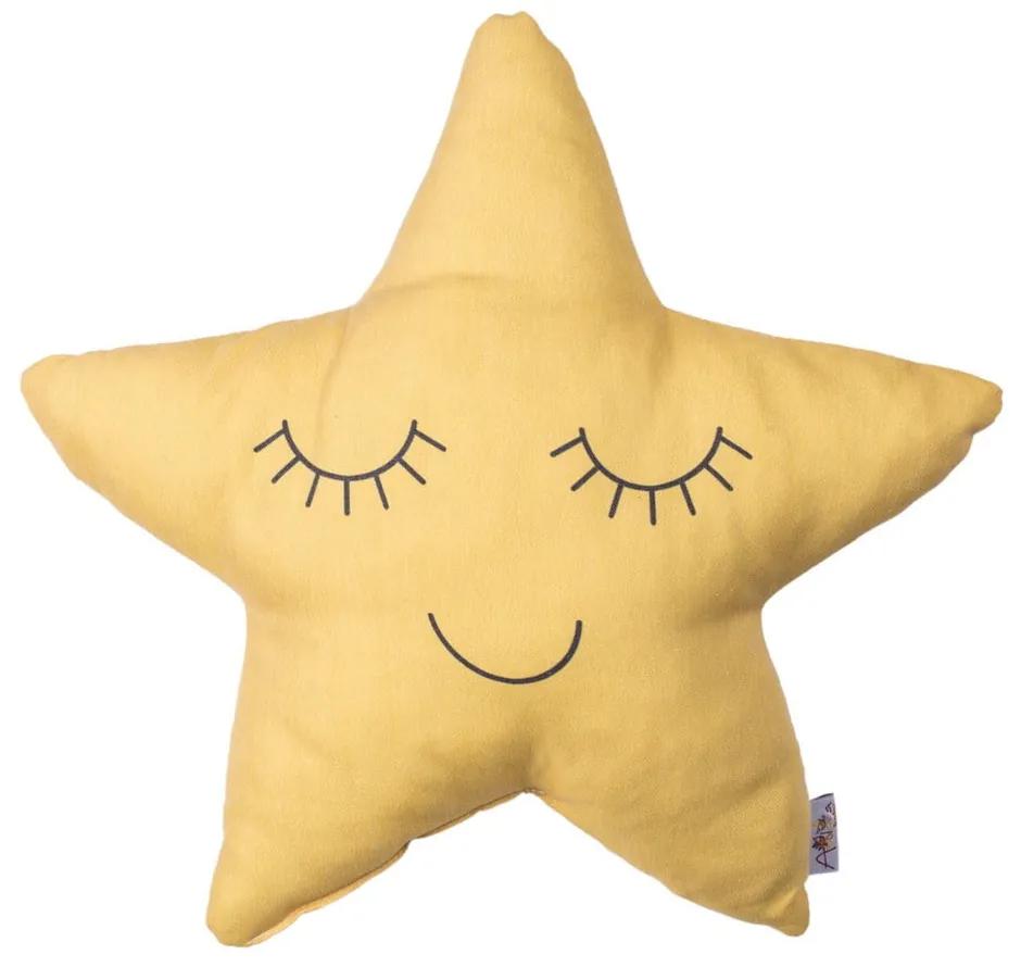 Žltý detský vankúšik s prímesou bavlny Mike & Co. NEW YORK Pillow Toy Star, 35 x 35 cm