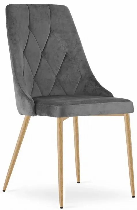 Stolička IMOLA velvet - sivý zamat, nohy vo farbe dreva - vintino.sk