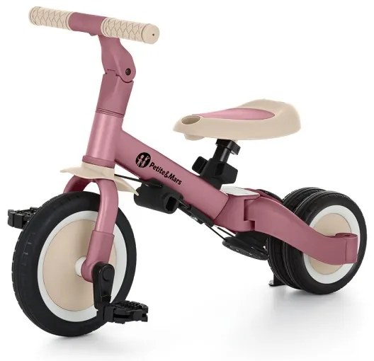 PETITE&MARS - Detská trojkolka 5v1 TURBO Dusty Rose