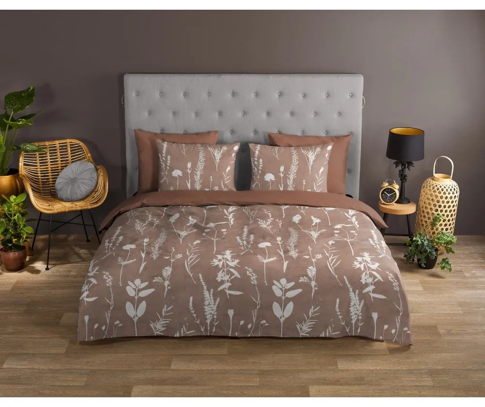 Hnedé bavlnené obliečky na jednolôžko/predĺžené 140x220 cm Rav – Good Morning