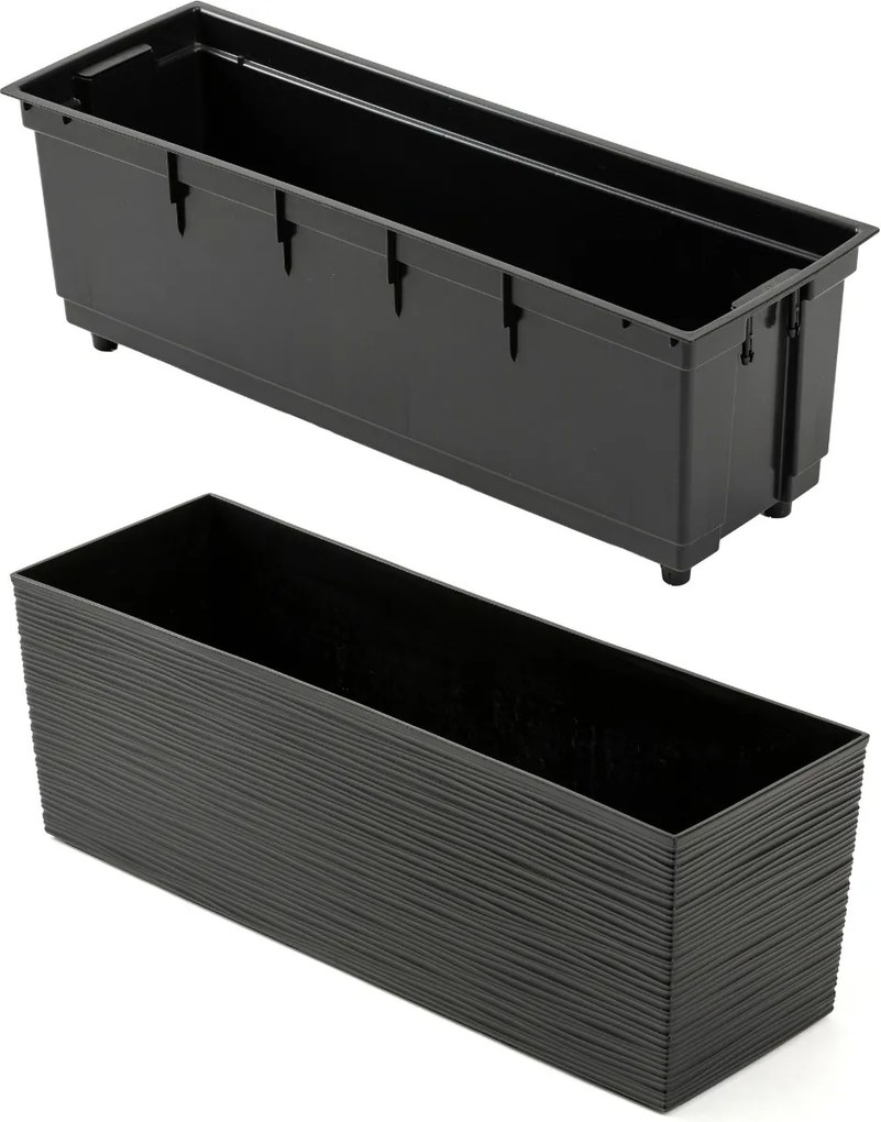 Plastový květináč Bouquet Riflo 56x19 cm černý