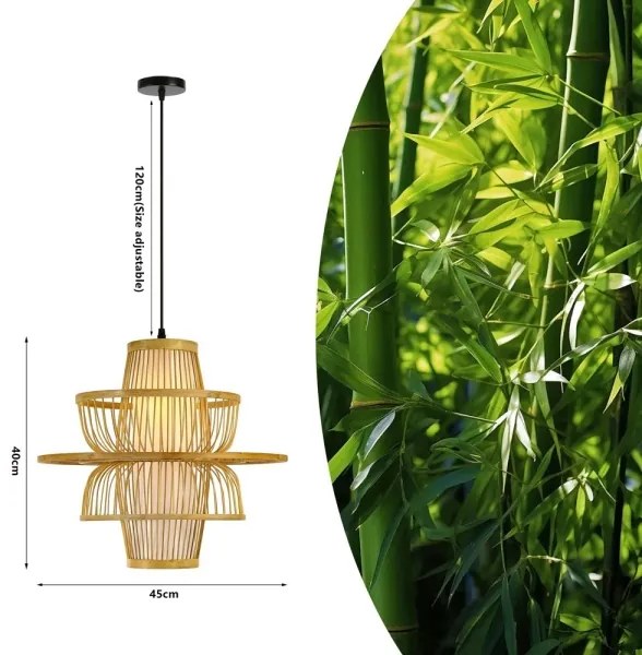 Immax 08254L - Luster na lanku PINCHOS 1xE27/40W/230V pr. 45 cm bambus