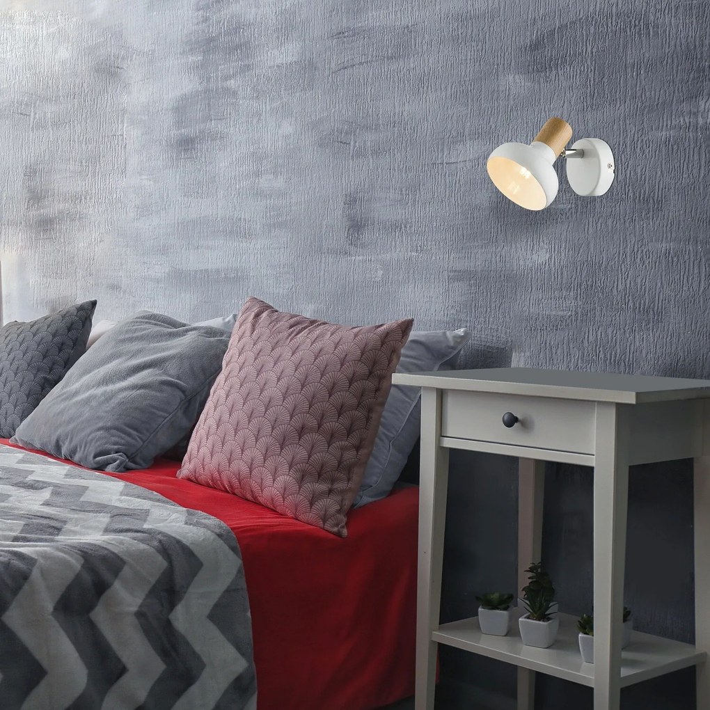 Rabalux HOLLY nástenné bodové svietidlo max. 1x40W | E14 | IP20 - biela, svetlé drevo