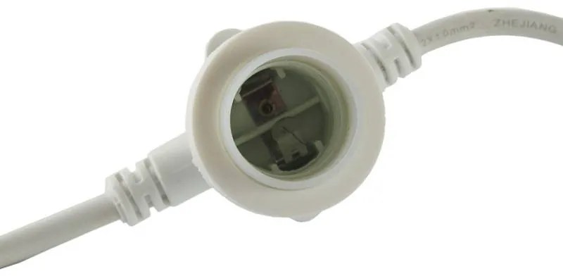 DECOLED Svetelná girlanda pre žiarovky s päticou E27 - 10 m, 10 objímok, IP67, biely kábel