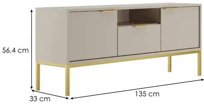 Televizní stolek Austin 135 cm kašmír/zlatý