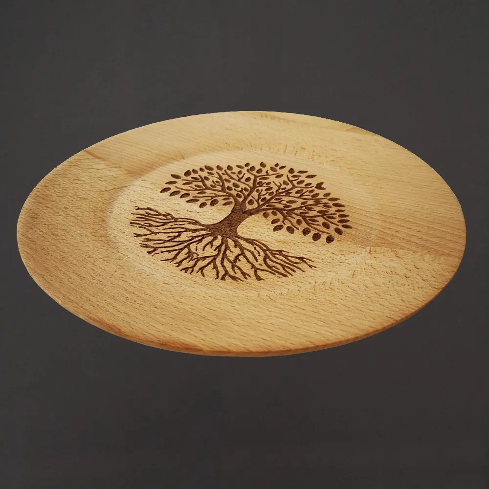 AMADEA Drevený tanier strom bukový, masívne drevo, 25 cm