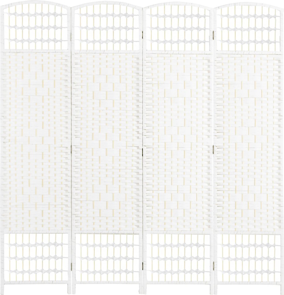 HOMCOM 4-panelový zástena 160x170 cm skladací zástena s papierovým lanom a dreveným rámom pre spálne a obývačky | Aosom