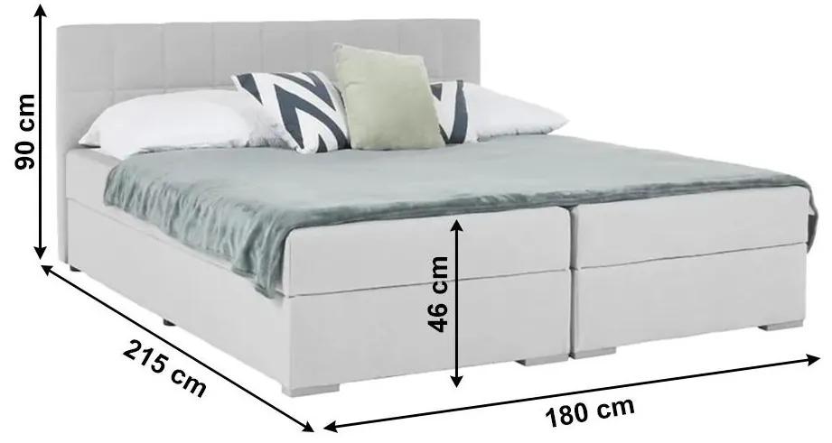 Tempo Kondela Boxspringová posteľ 180x200, svetlosivá, FERATA KOMFORT