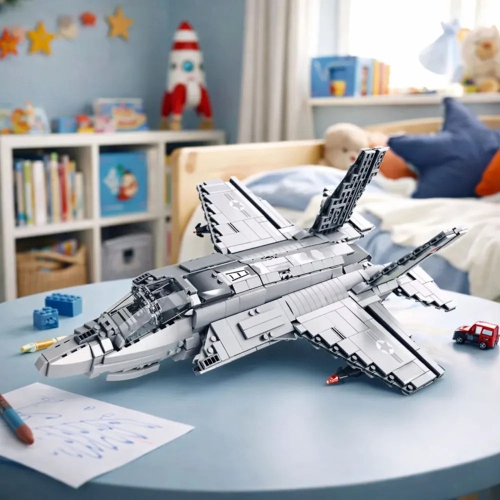 LEAN Toys F-35 Lightning II Grey konštrukčné bloky stíhacieho lietadla 1490 el.