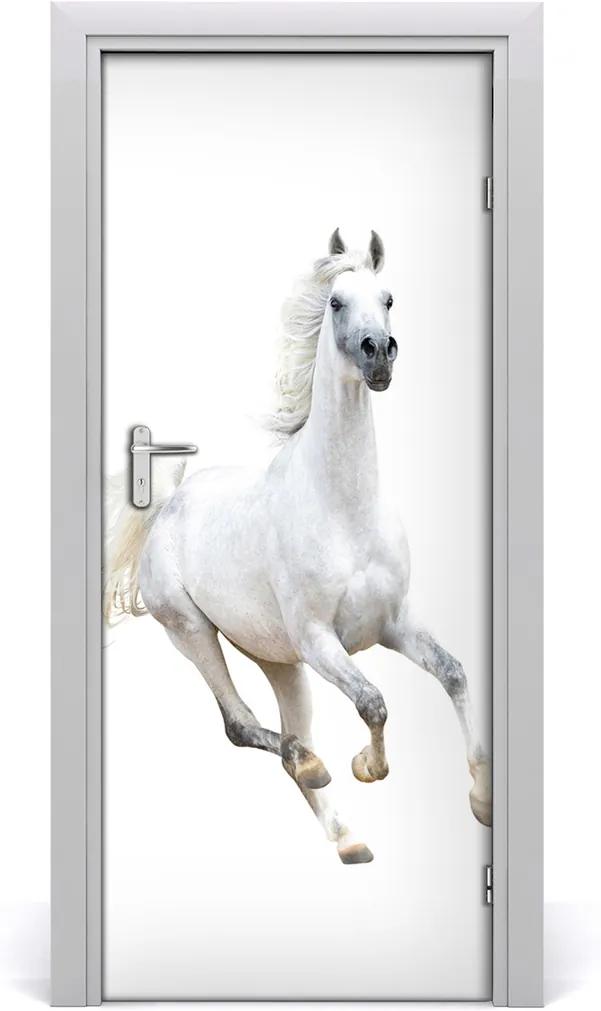 Samolepiace fototapety na dvere  Biely kôň v cvale