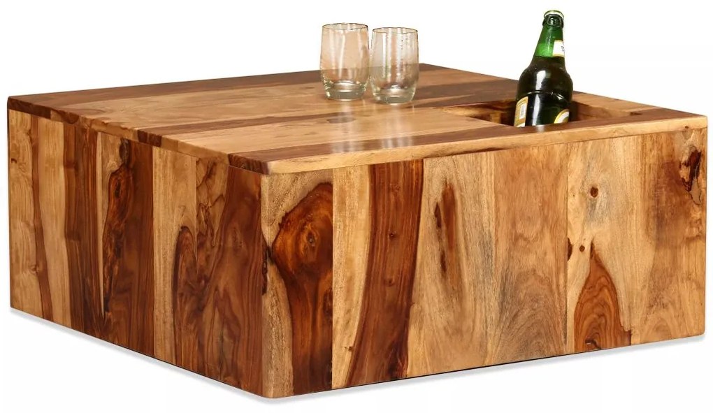 vidaXL Konferenčný stolík masívne sheeshamové drevo, 70x70x30 cm