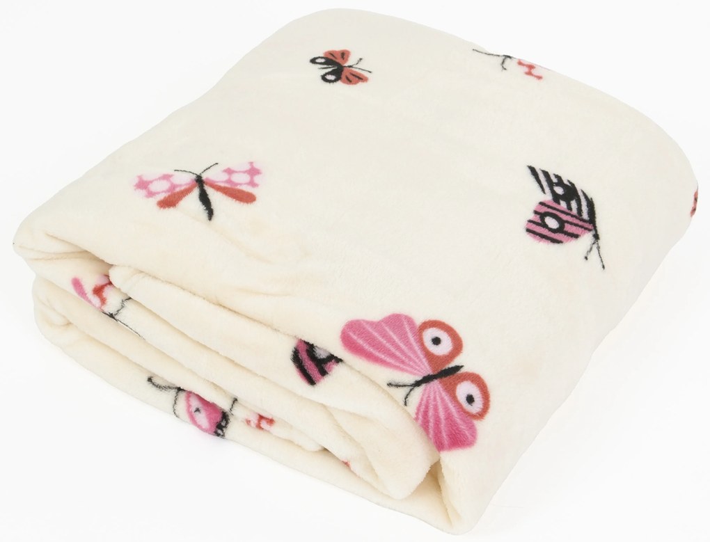 Deka mikroplyš Exclusive 150 × 200 cm – Motýliky béžové