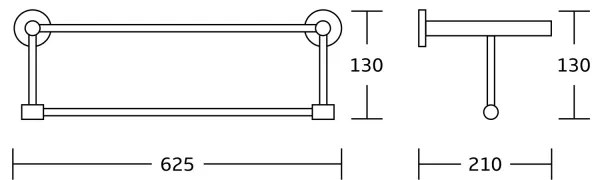 Aqualine - Nástenný vešiak na uteráky SAMBA 21x62,5 cm čierna