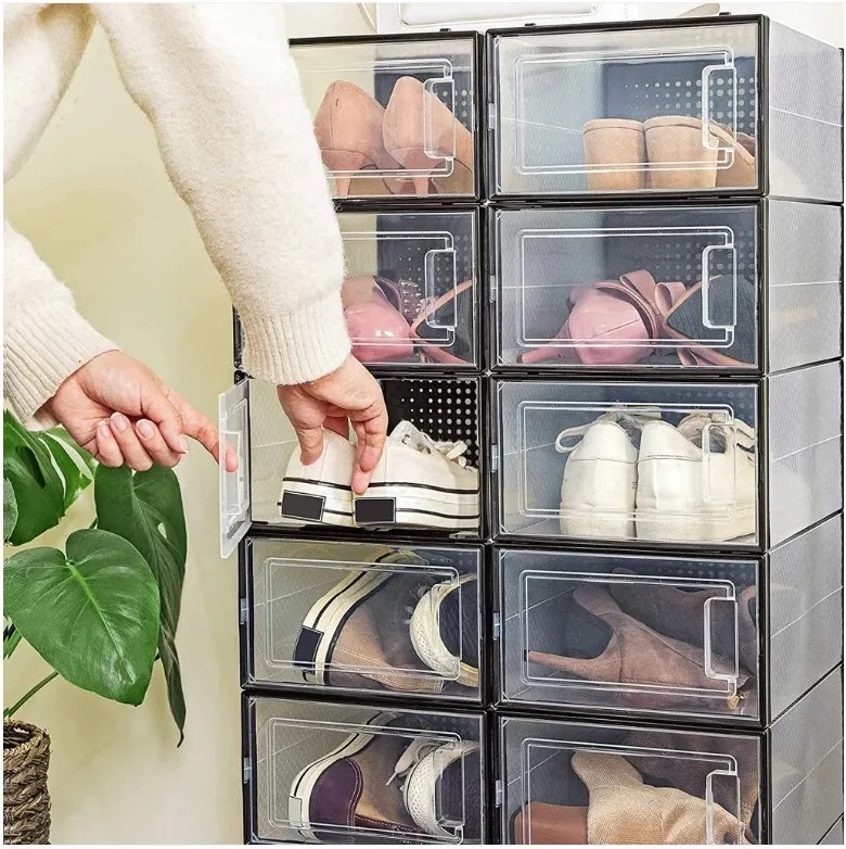 Organizér na topánky MARI, 18boxov, priesvitná/čierna SongmicsHome