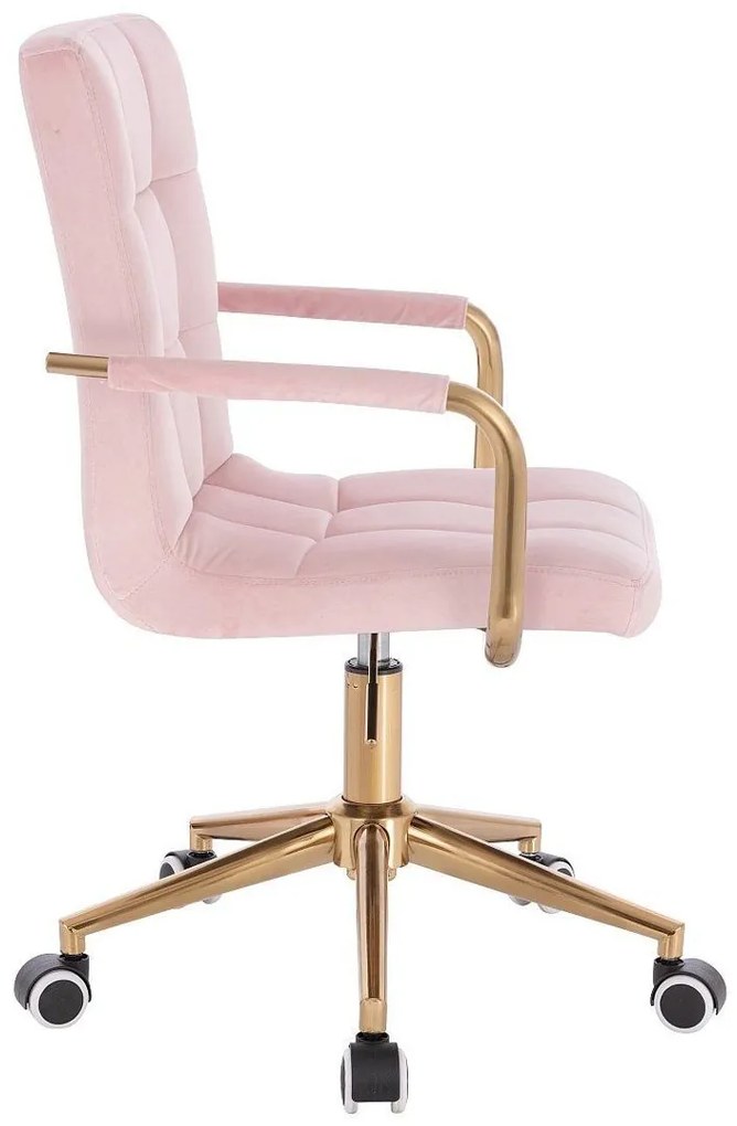 LuxuryForm DESIGN Stolička VERONA GOLD VELUR na zlatej základni s kolieskami - ružová