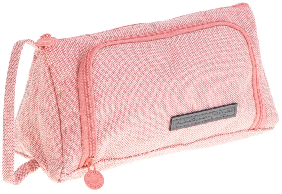 KIK Školský peračník s dvojitým vreckom vanity case ružový