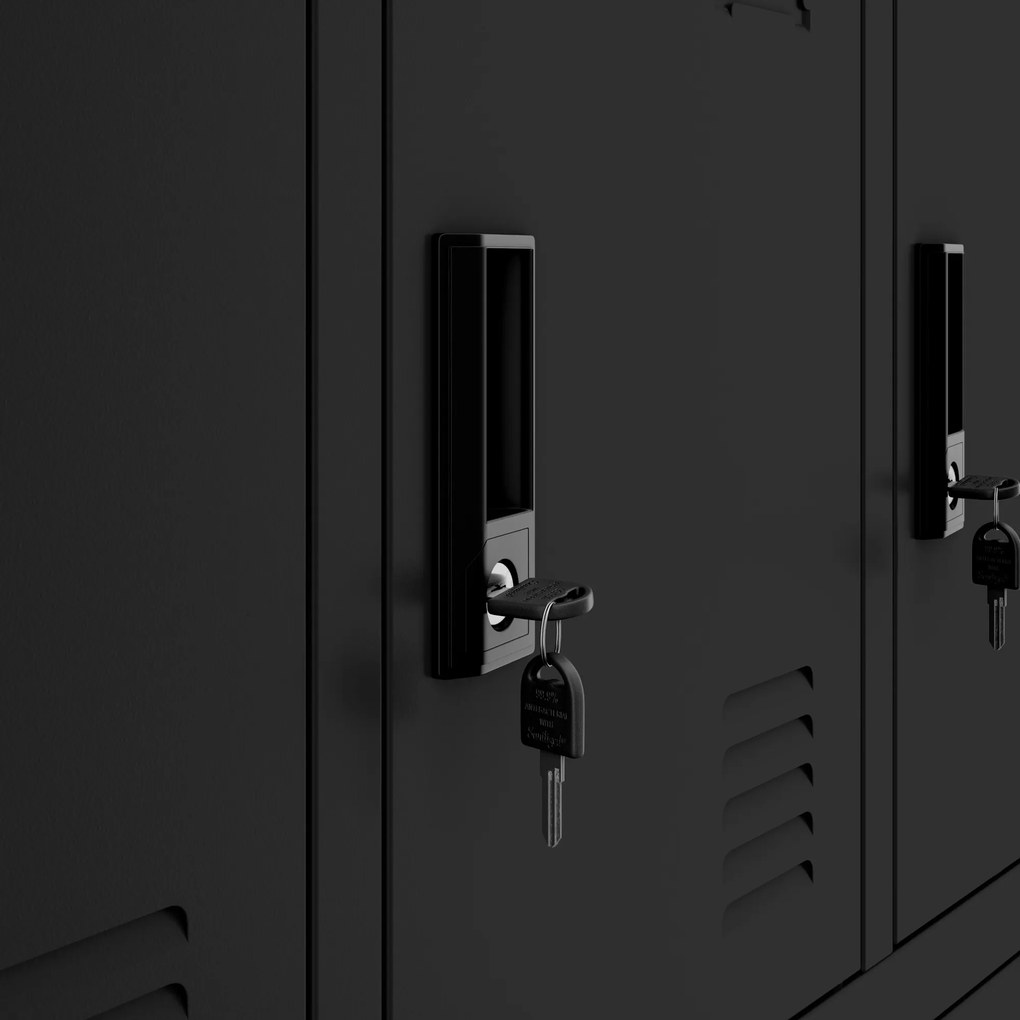 Kovová BHP raňajková skrinka MARCIN, 900 x 1850 x 400 mm, čierna