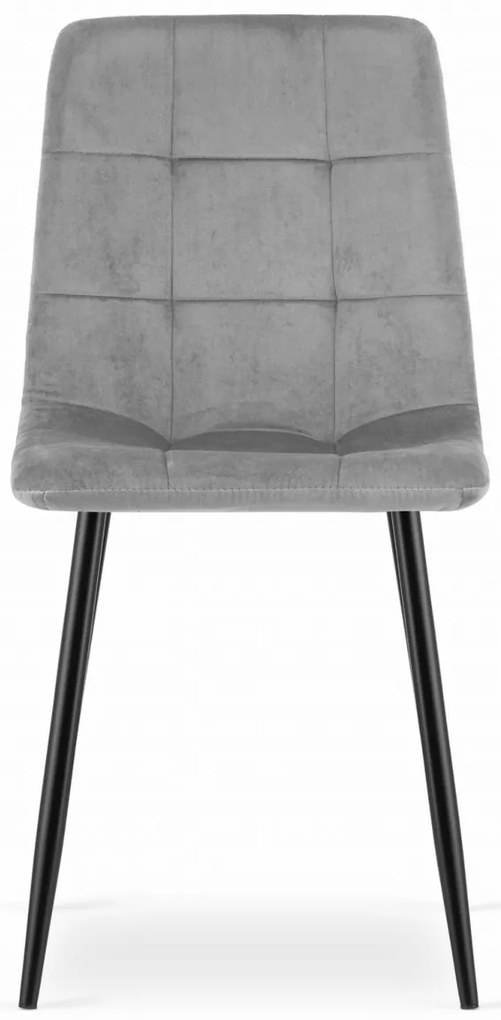 Svetlosivá zamatová stolička KARA s čiernymi nohami