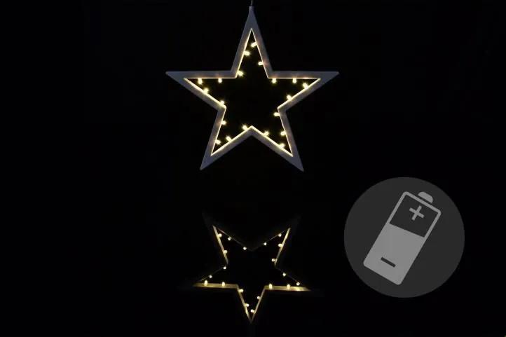 Vianočná dekorácia - hviezda - 20 LED, teplá biela