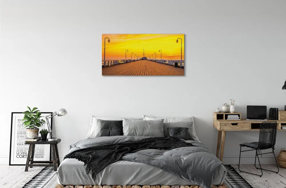 Obraz na plátne Gdańsk Pier sea sunset 120x60 cm