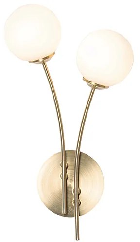 Moderná nástenná lampa zlatá s opálovým sklom 2-svetlo - Atény