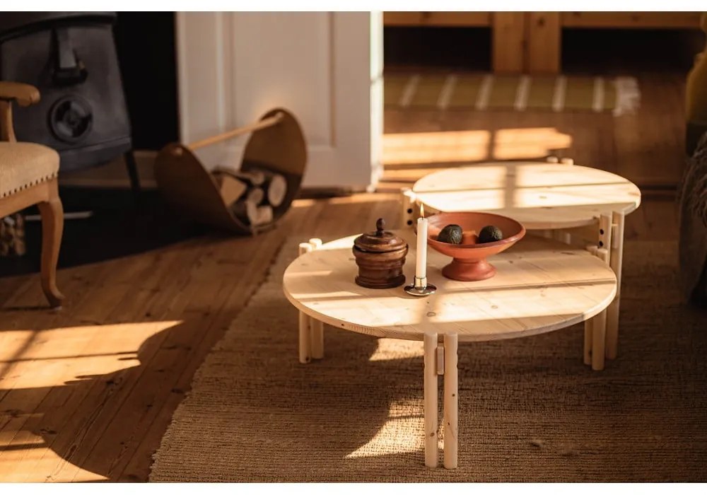 Okrúhly konferenčný stolík z borovicového dreva v prírodnej farbe ø 60 cm Sticks – Karup Design