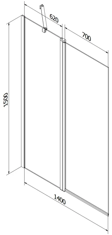 Mexen Flip, vaňová zástena 1-krídlová 140 x 150 cm, otočné krídlo, 6 mm číre sklo, zlatý profil, 894-140-101-50-00