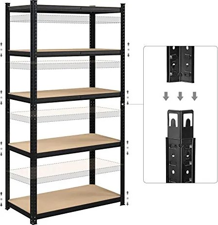 Regály s vysokou nosnosťou do 600 kg, garážové police 2 ks, 200 x 100 x 50 cm, čierne