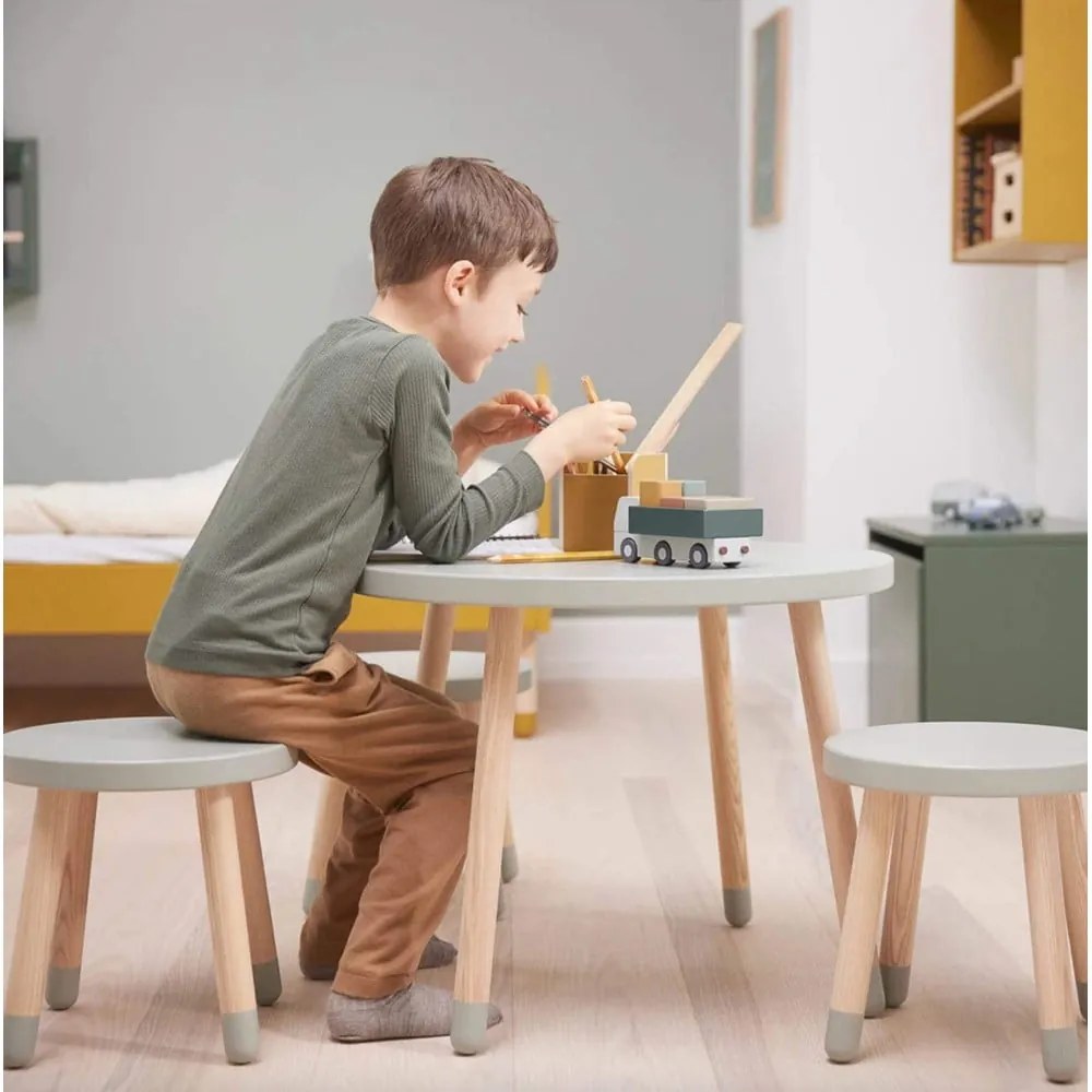 Zelený detský stolík Flexa Dots, ø 60 cm