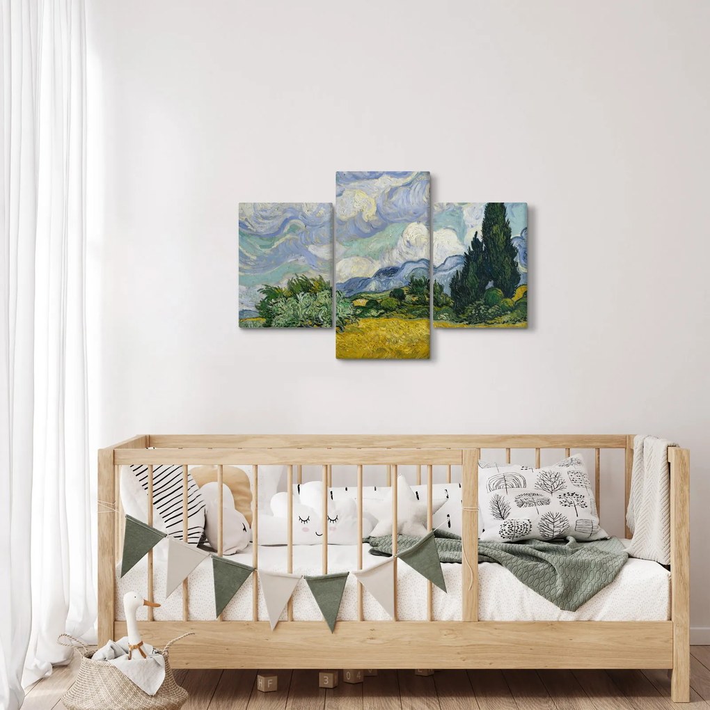 Obraz - Vincent van Gogh, Wheat Field with Cypresses, reprodukcia (90x60 cm)