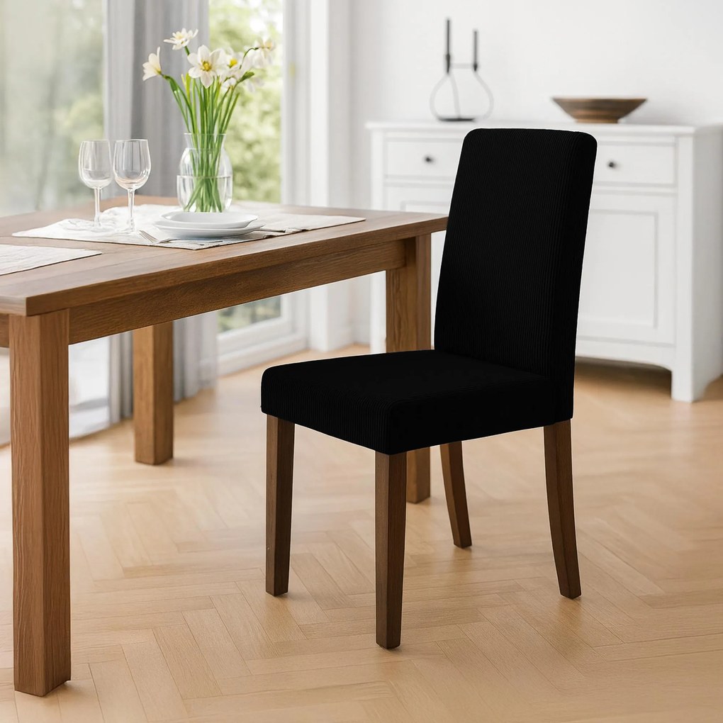 Sada 2 ks jedálenských stoličiek Ina látka cord, antik tmavá - čierna