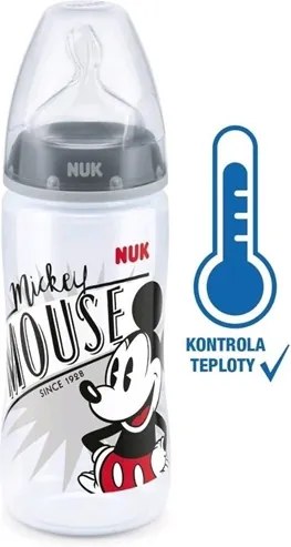 NUK NUK Dojčenská fľaša na učenie NUK Disney Mickey s kontrolou teploty 300 ml sivá Sivá |