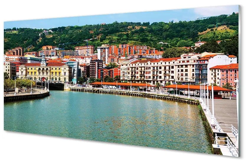 Sklenený obraz Španielsko Mesto horské rieky 120x60 cm