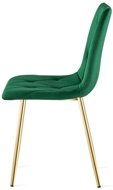 Jedálenská stolička LIBRA zamatová, tmavozelená / zlaté nohy
