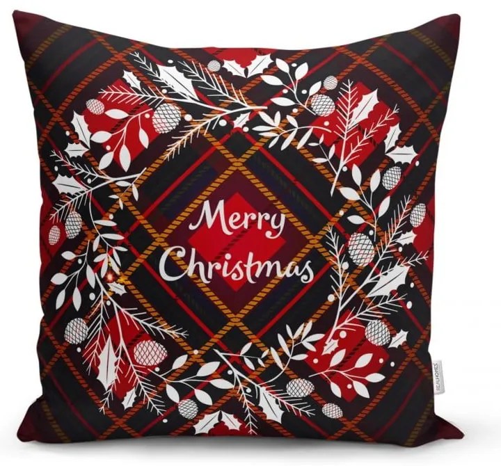 Súprava 4 vianočných obliečok na vankúš a behúň na stôl Minimalist Cushion Covers Tartan Christmas